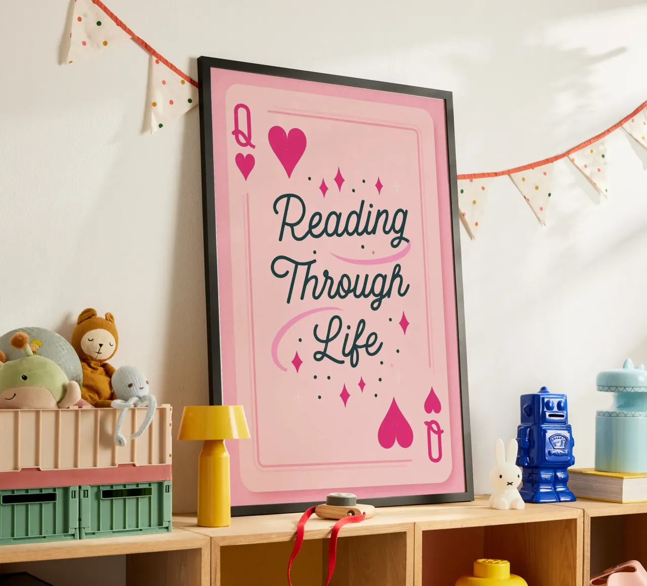 "Reading Through Life" Queen of Hearts Card Print poster by vintagepod