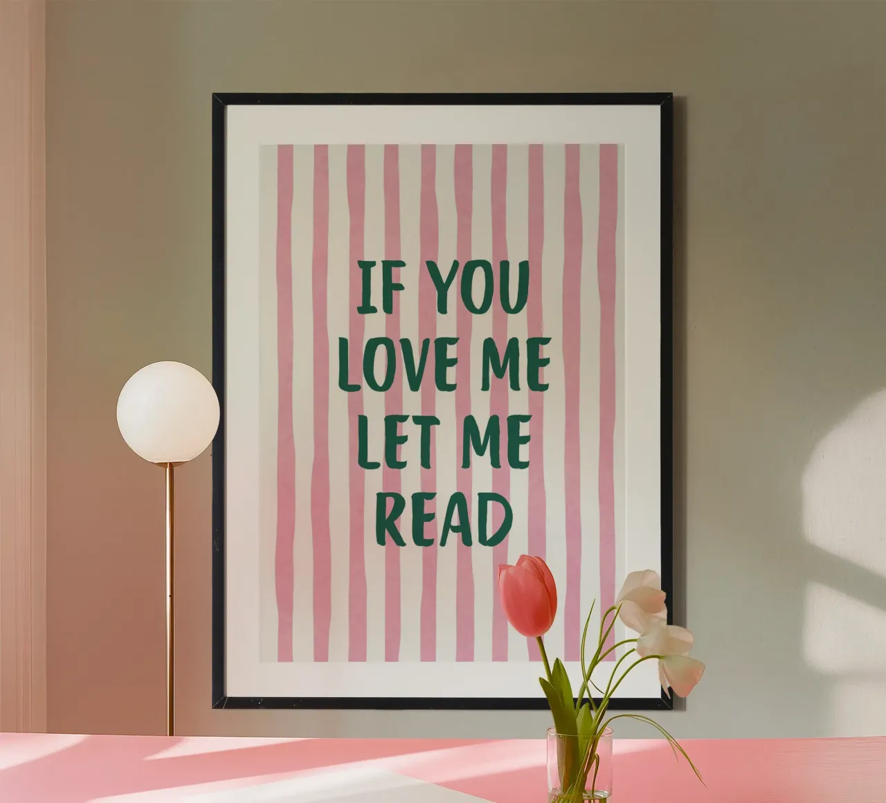 "Wenn du mich liebst, lass mich lesen" Typografie Kunstdruck Poster mit Holzrahmen von vintagepod