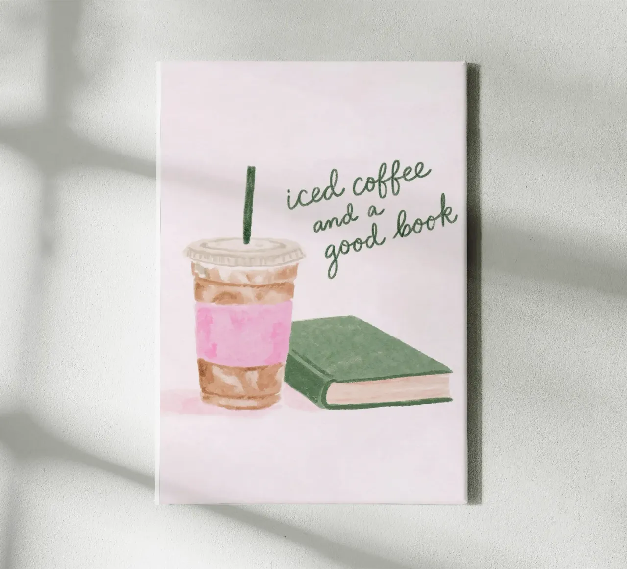 Iced Coffee & Good Book Cozy Vibe Print canvas with Floater frame by vintagepod