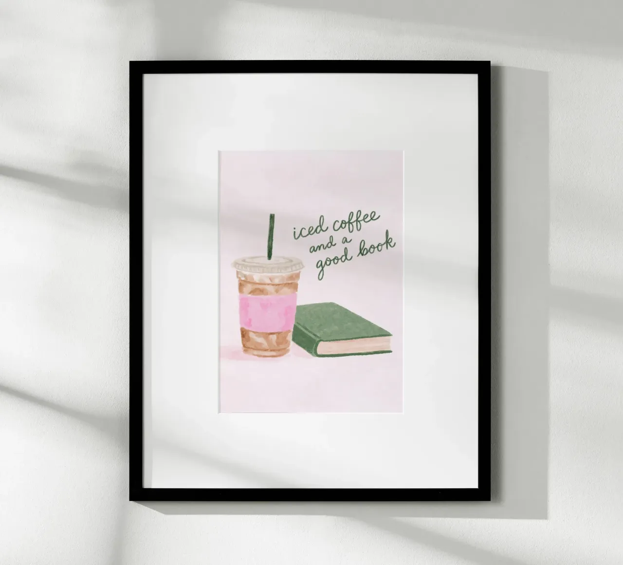 Ijskoffie & Goed Boek Gezellige Vibe Print poster met aluminium frame van vintagepod