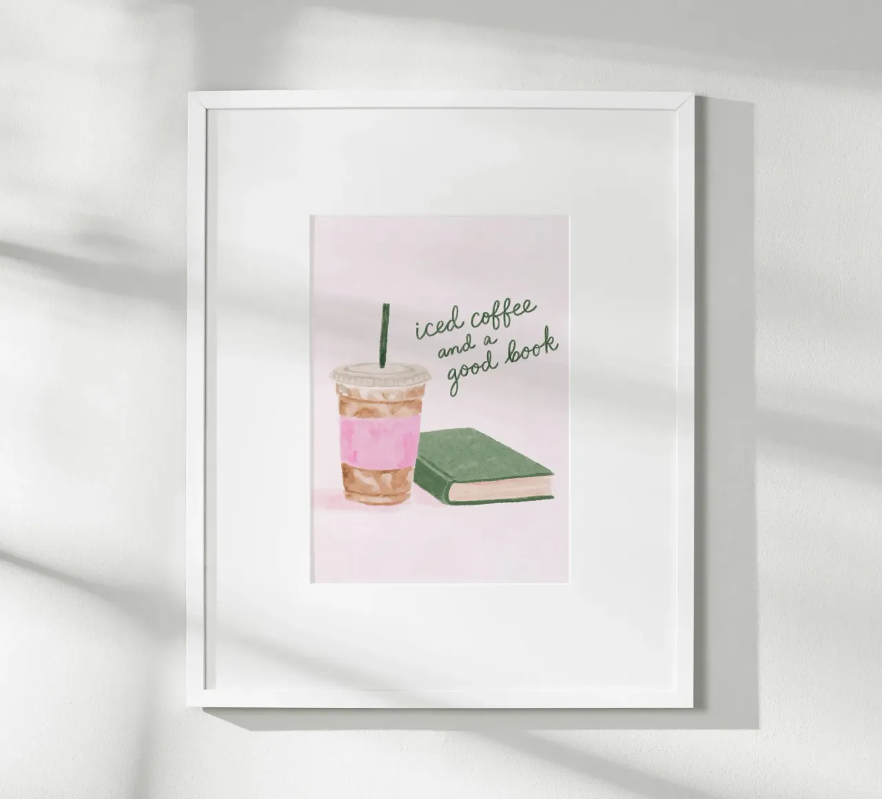 Ijskoffie & Goed Boek Gezellige Vibe Print poster met aluminium frame van vintagepod