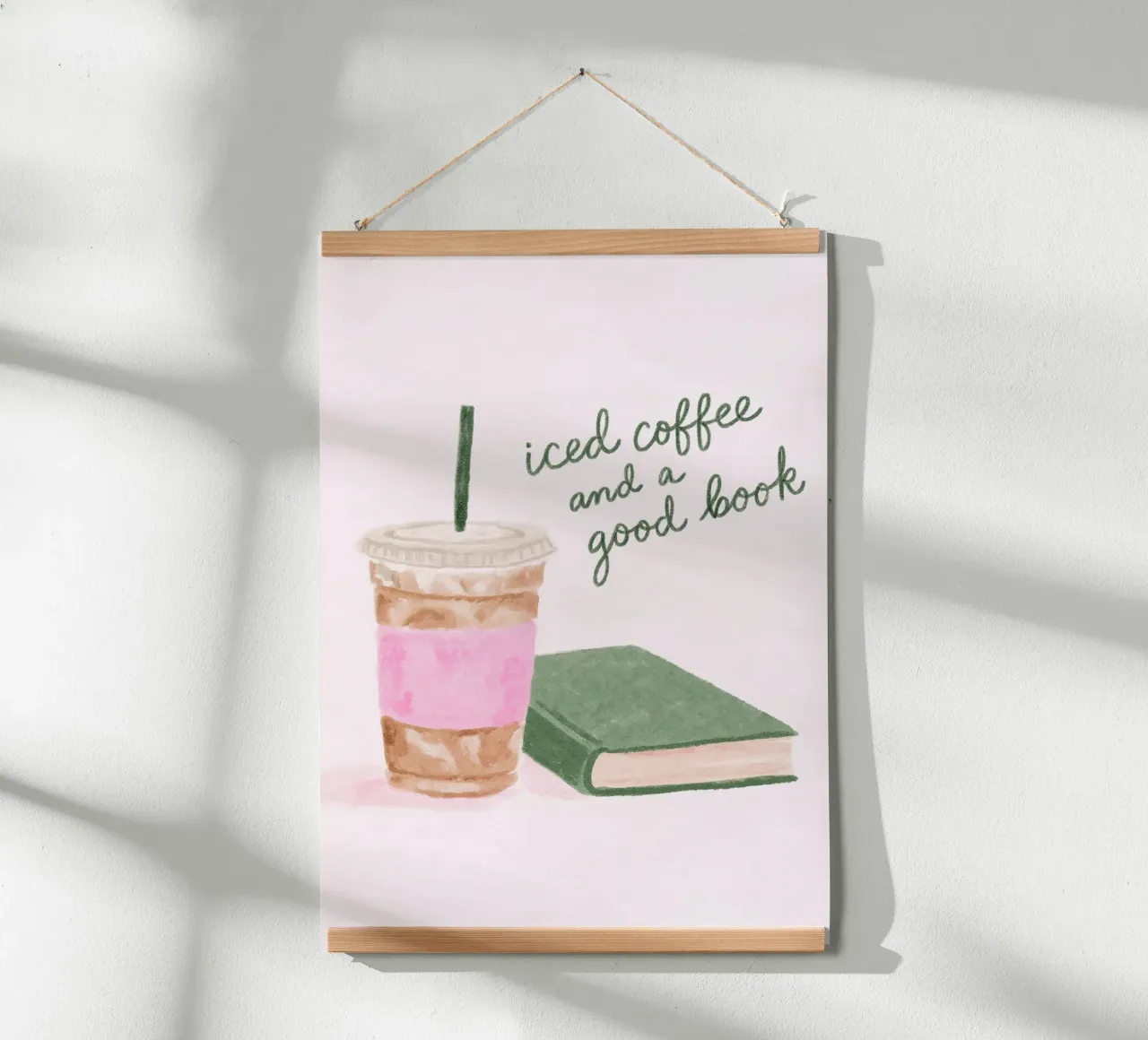 Ijskoffie & Goed Boek Gezellige Vibe Print poster met aluminium frame van vintagepod