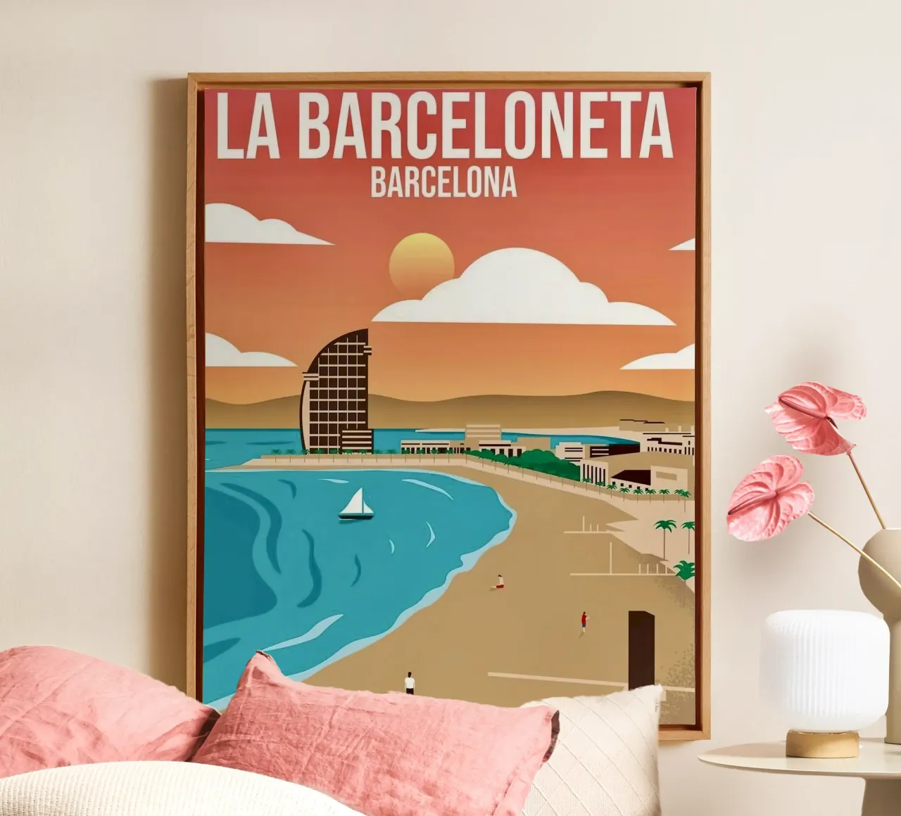 beach la barceloneta toile avec Caisse américaine de willife