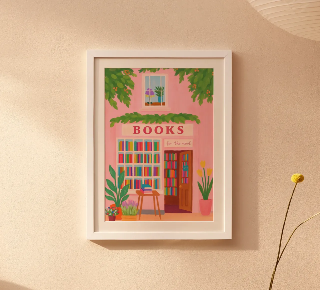 Stampa d'arte sulla facciata della libreria rosa poster da vintagepod