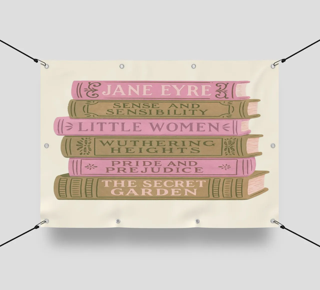 Libro di letteratura classica Stack Aesthetic Print telo in pvc da vintagepod