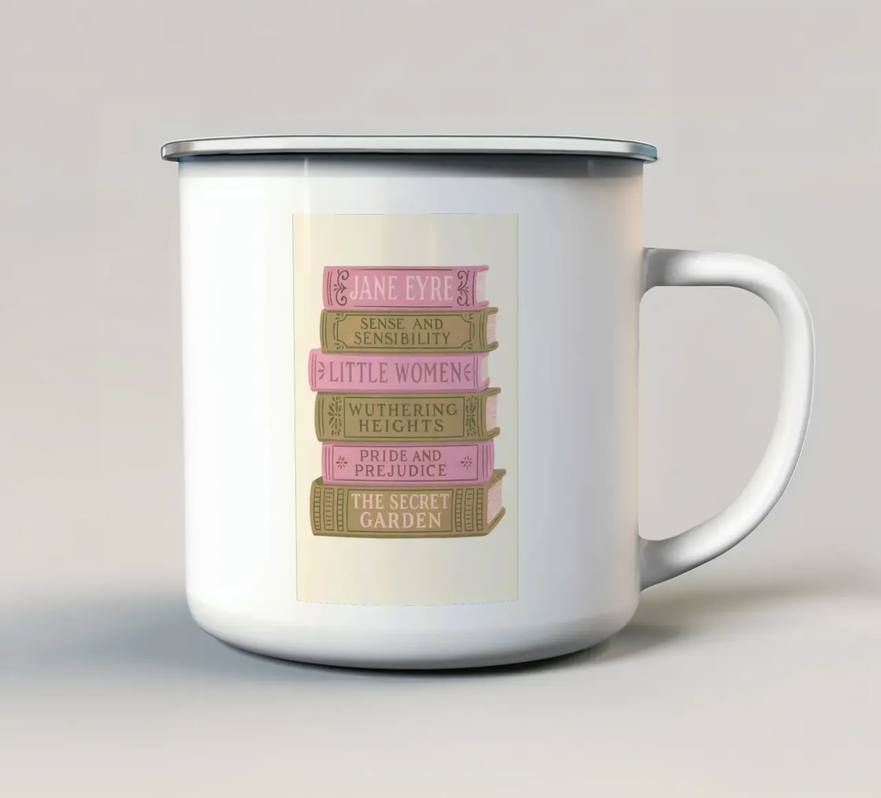 Libro di letteratura classica Stack Aesthetic Print tazza in smalto da vintagepod