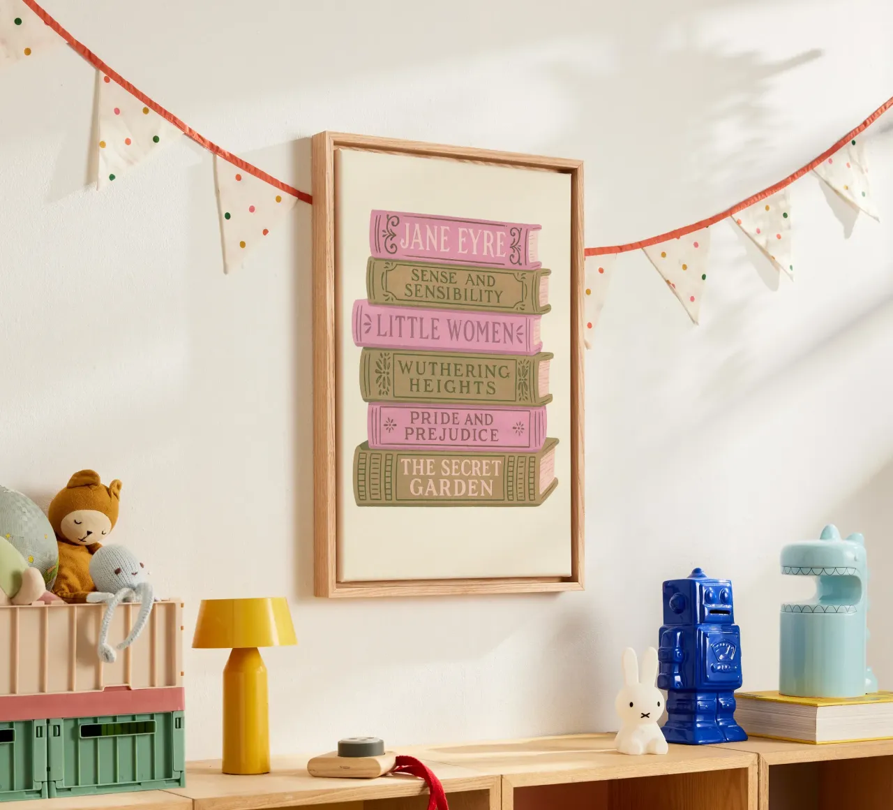 Libro di letteratura classica Stack Aesthetic Print tela con Cornice a cassetta da vintagepod