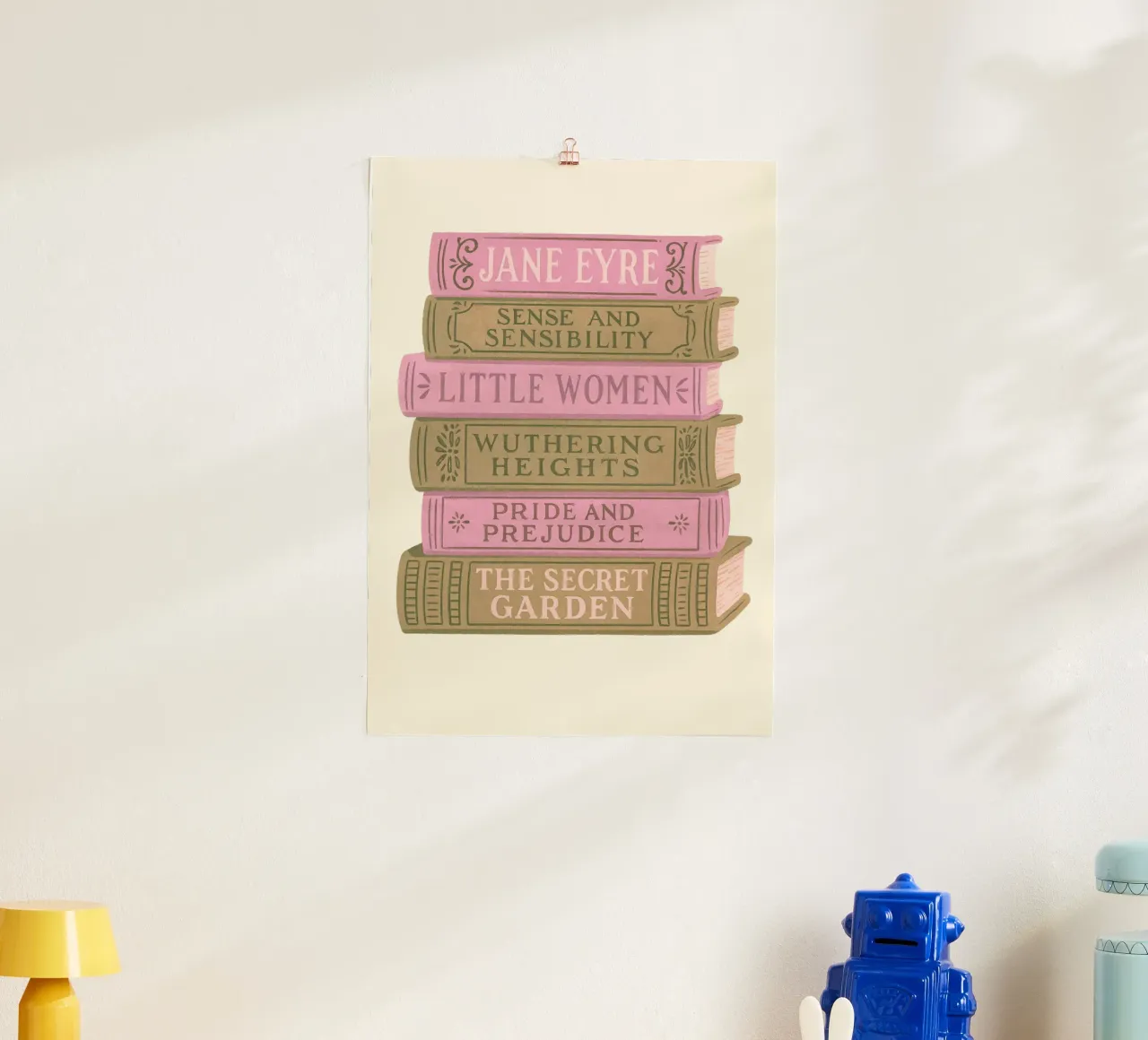 Libro di letteratura classica Stack Aesthetic Print poster con telaio in alluminio da vintagepod