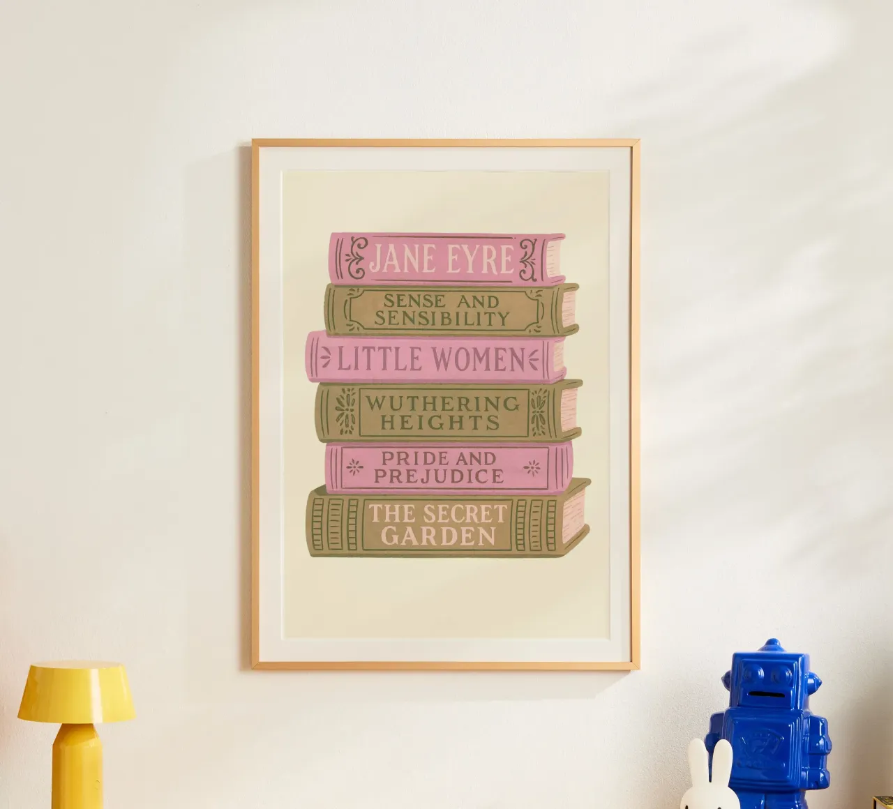 Libro di letteratura classica Stack Aesthetic Print poster con telaio in alluminio da vintagepod