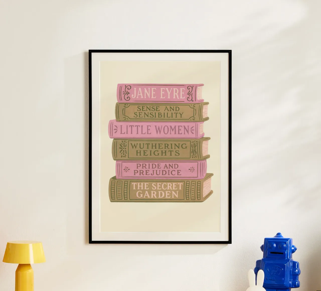 Libro di letteratura classica Stack Aesthetic Print poster con telaio in alluminio da vintagepod