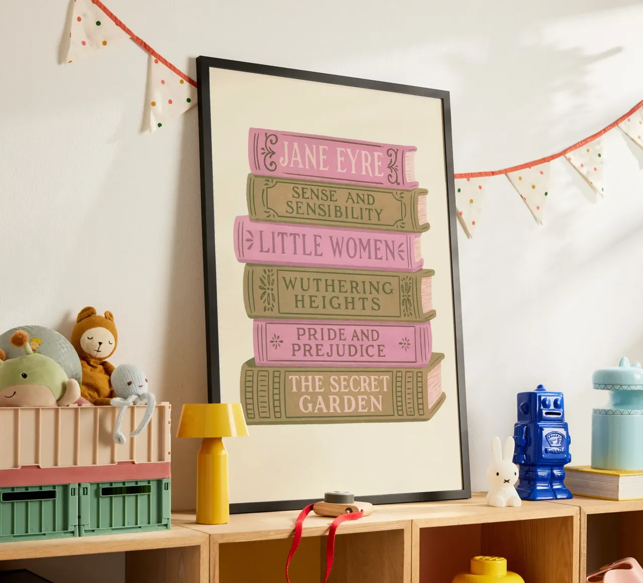 Libro di letteratura classica Stack Aesthetic Print poster con telaio in alluminio da vintagepod