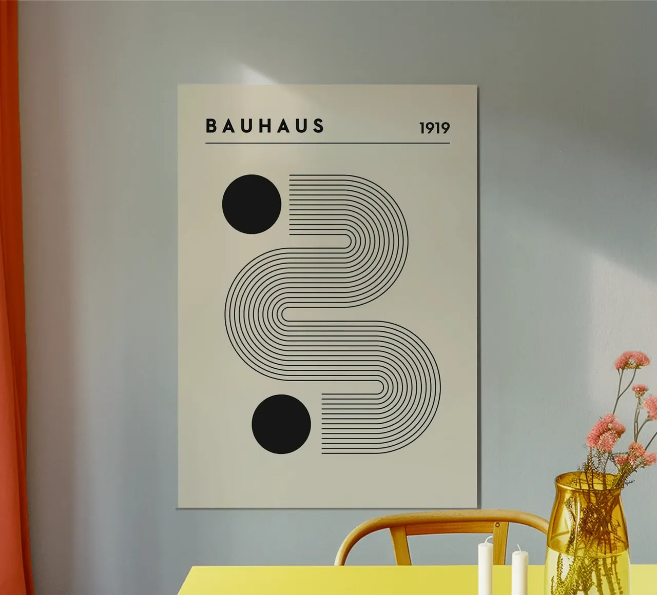 bauhaus 1919 line poster con telaio in legno da willife
