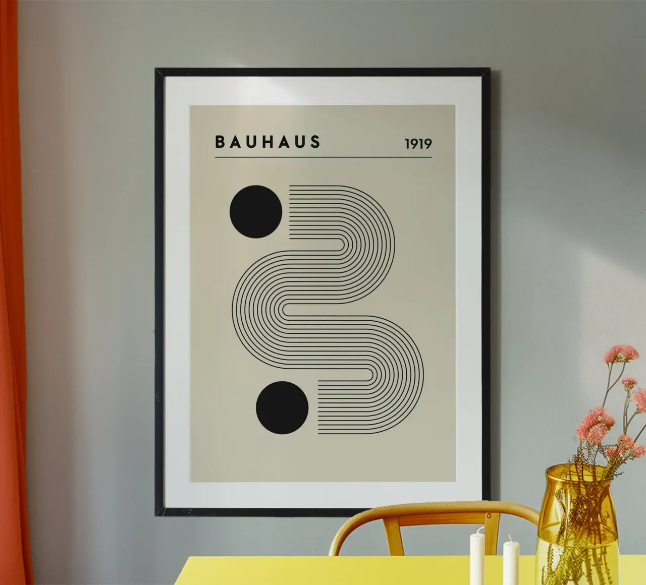bauhaus 1919 line poster con telaio in legno da willife