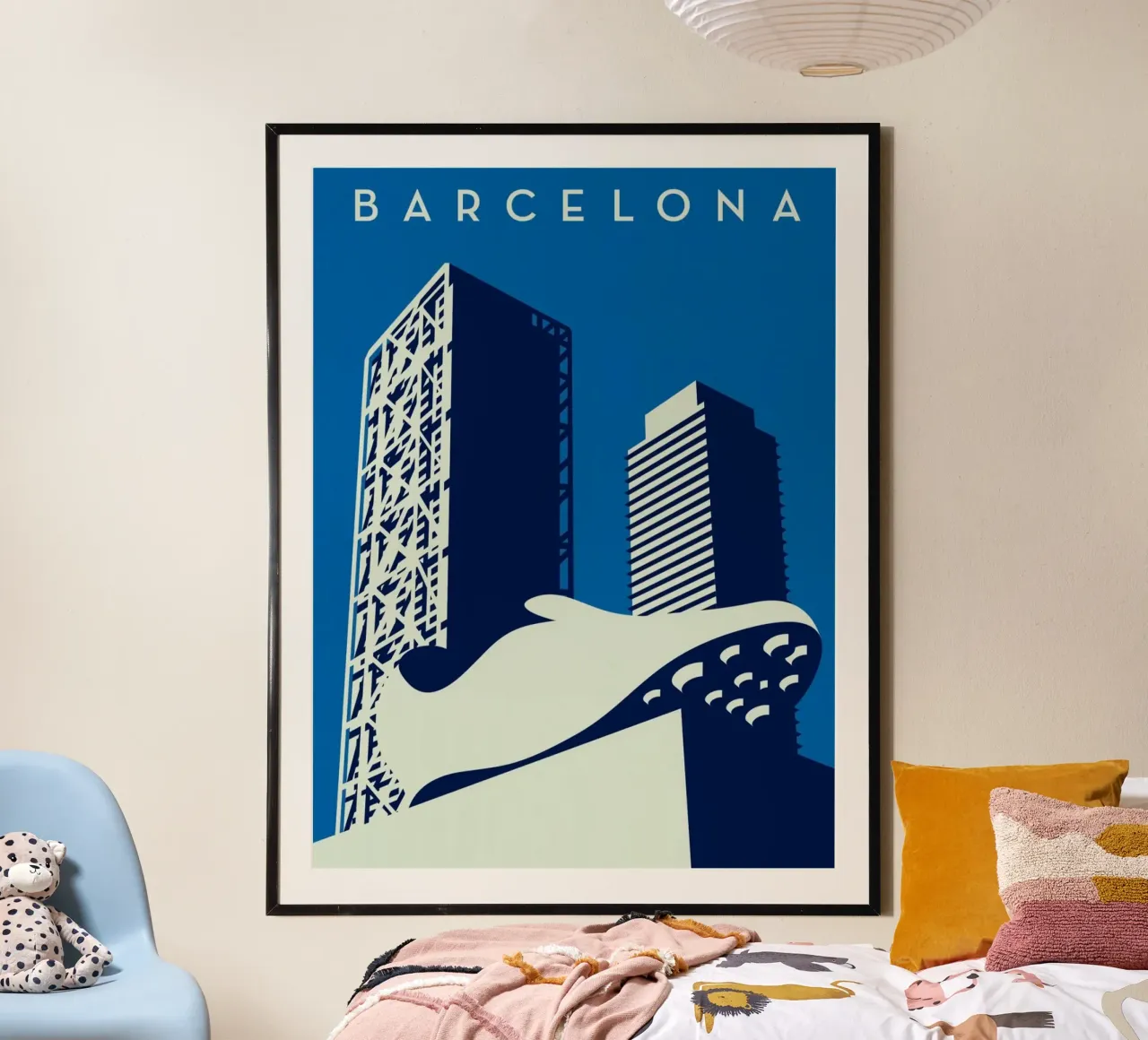 building and shoe barcelona poster con telaio in legno da willife