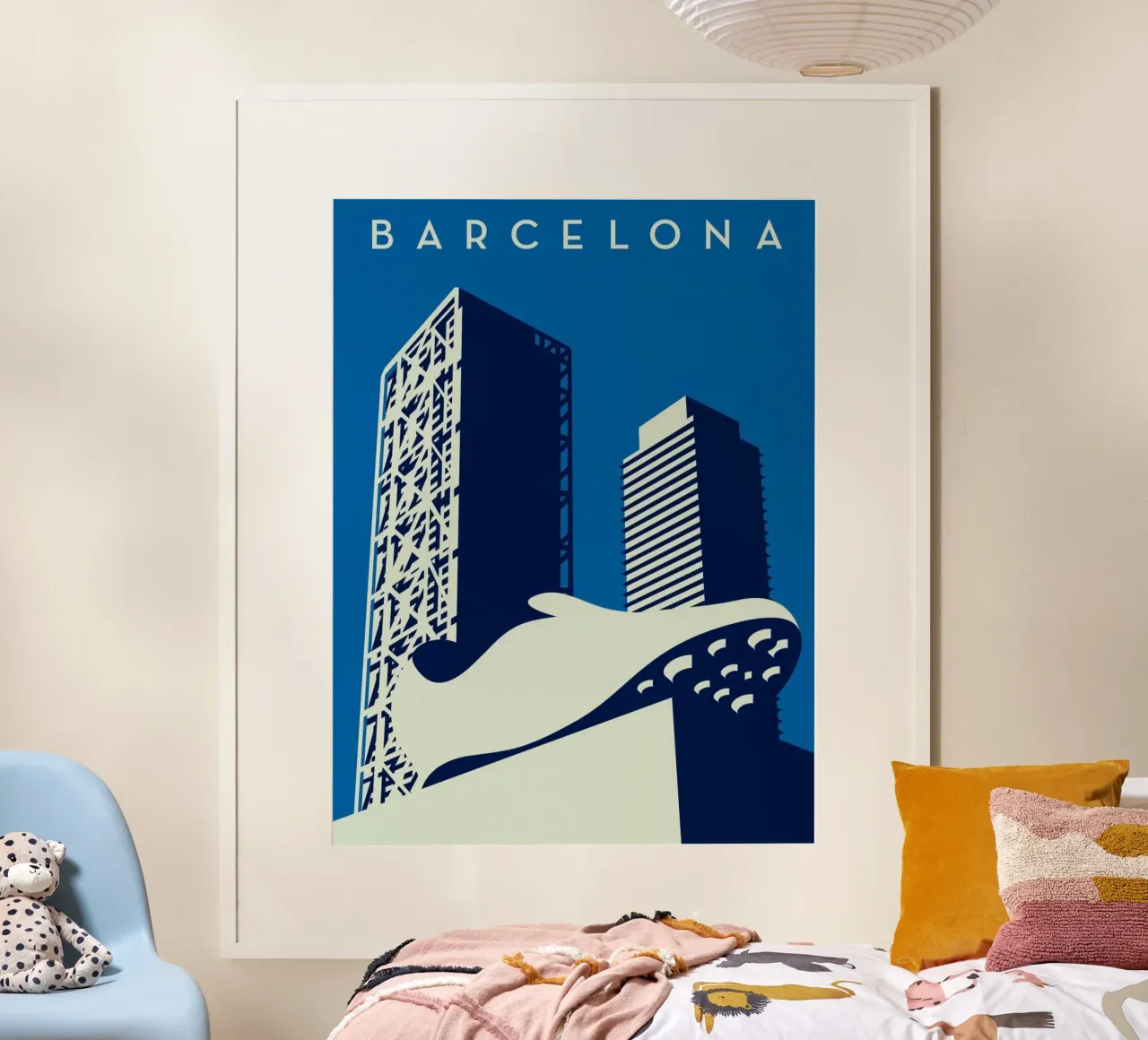 building and shoe barcelona poster con telaio in legno da willife