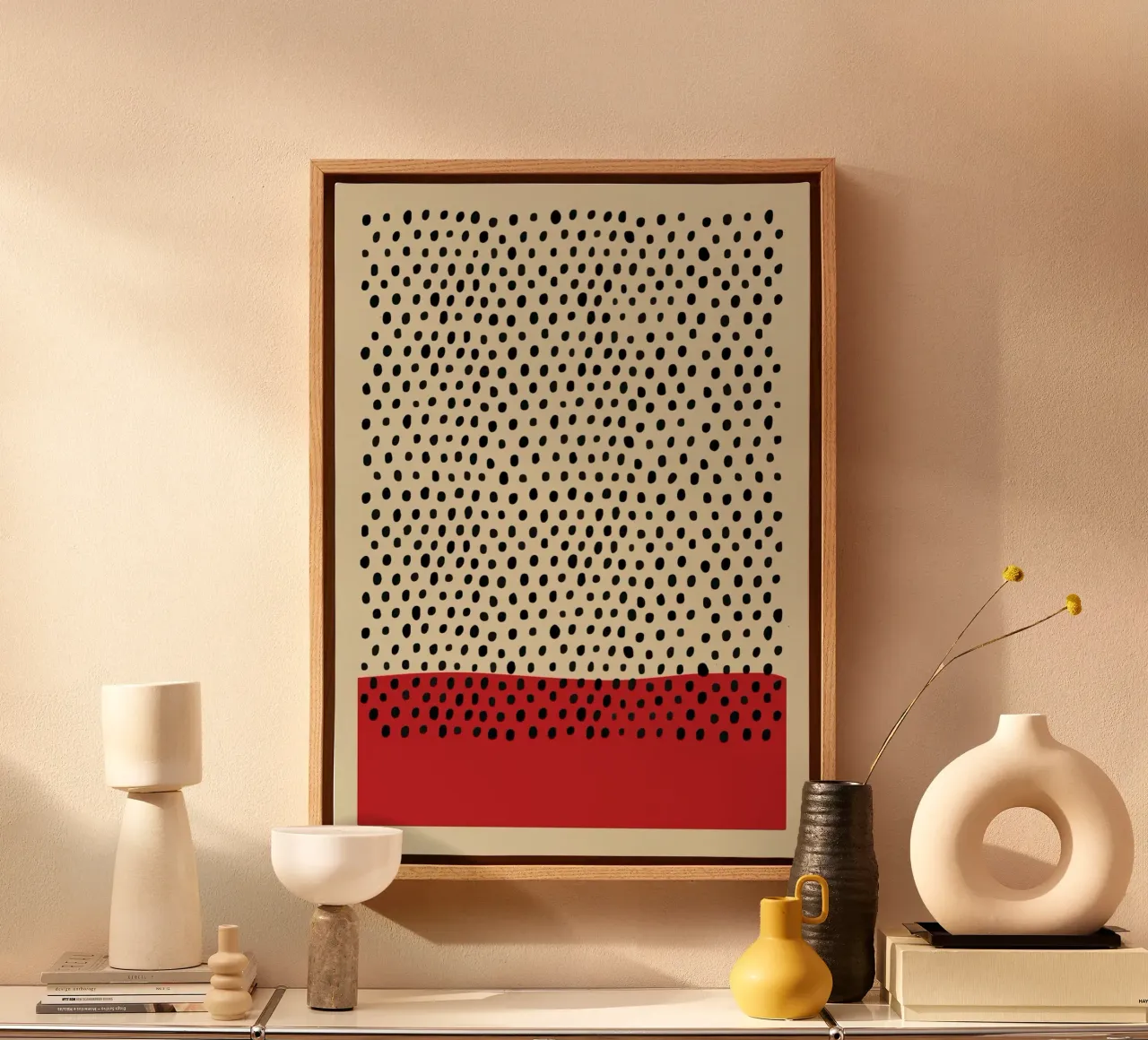 dot with the red base tela con Cornice a cassetta da willife