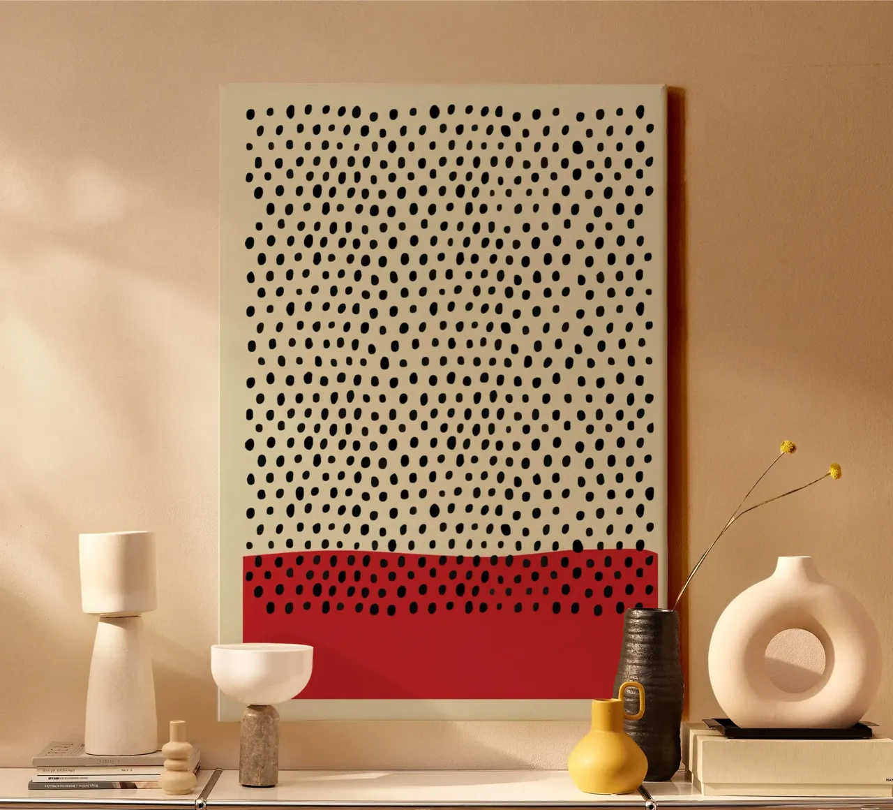 dot with the red base tela con Cornice a cassetta da willife