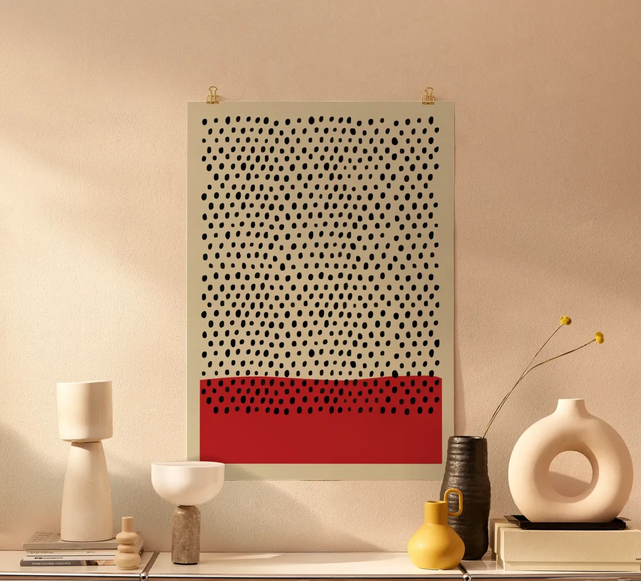 dot with the red base poster con telaio in legno da willife