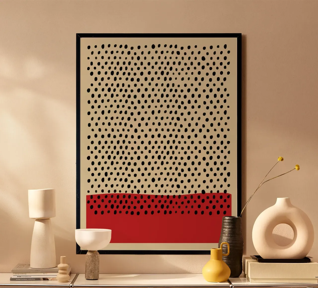 dot with the red base poster con telaio in legno da willife