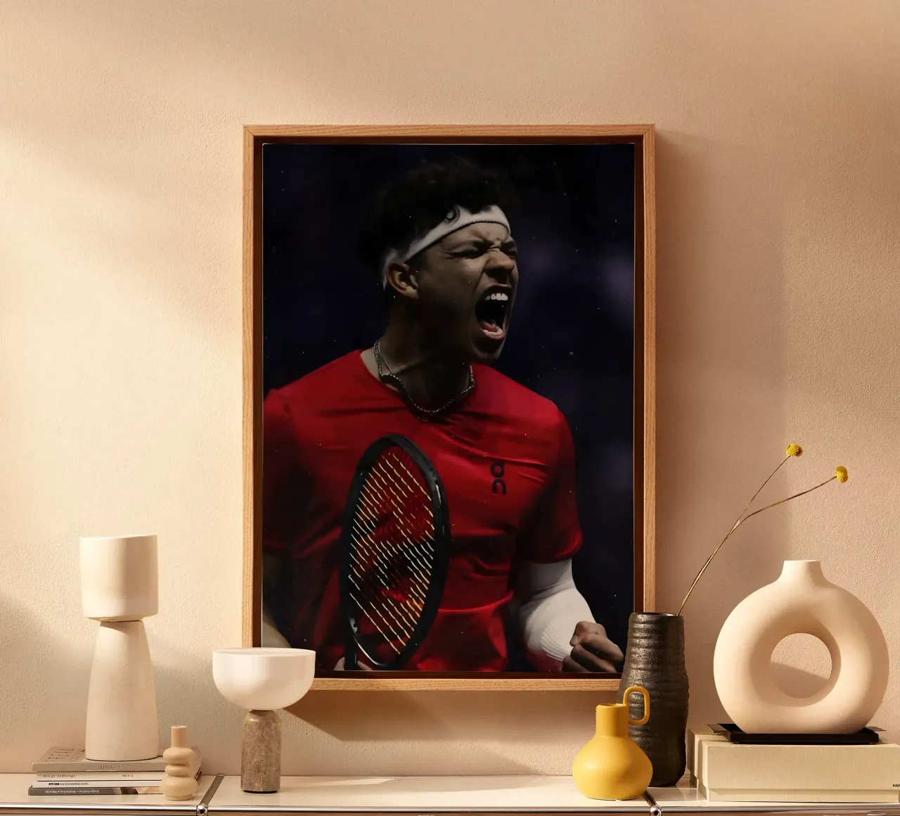 Ben Shelton tela con Cornice a cassetta da Low poly art
