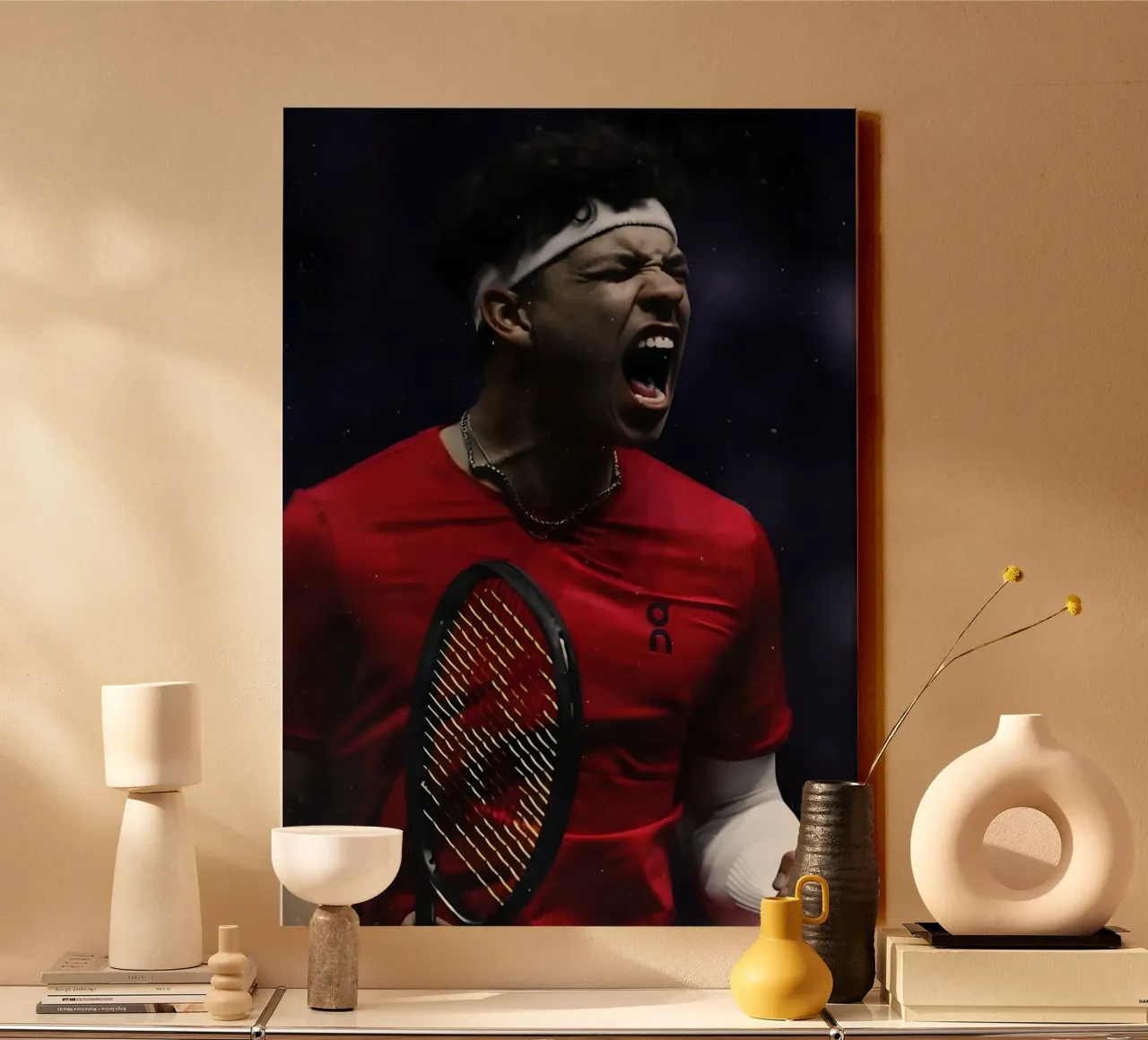 Ben Shelton tela con Cornice a cassetta da Low poly art
