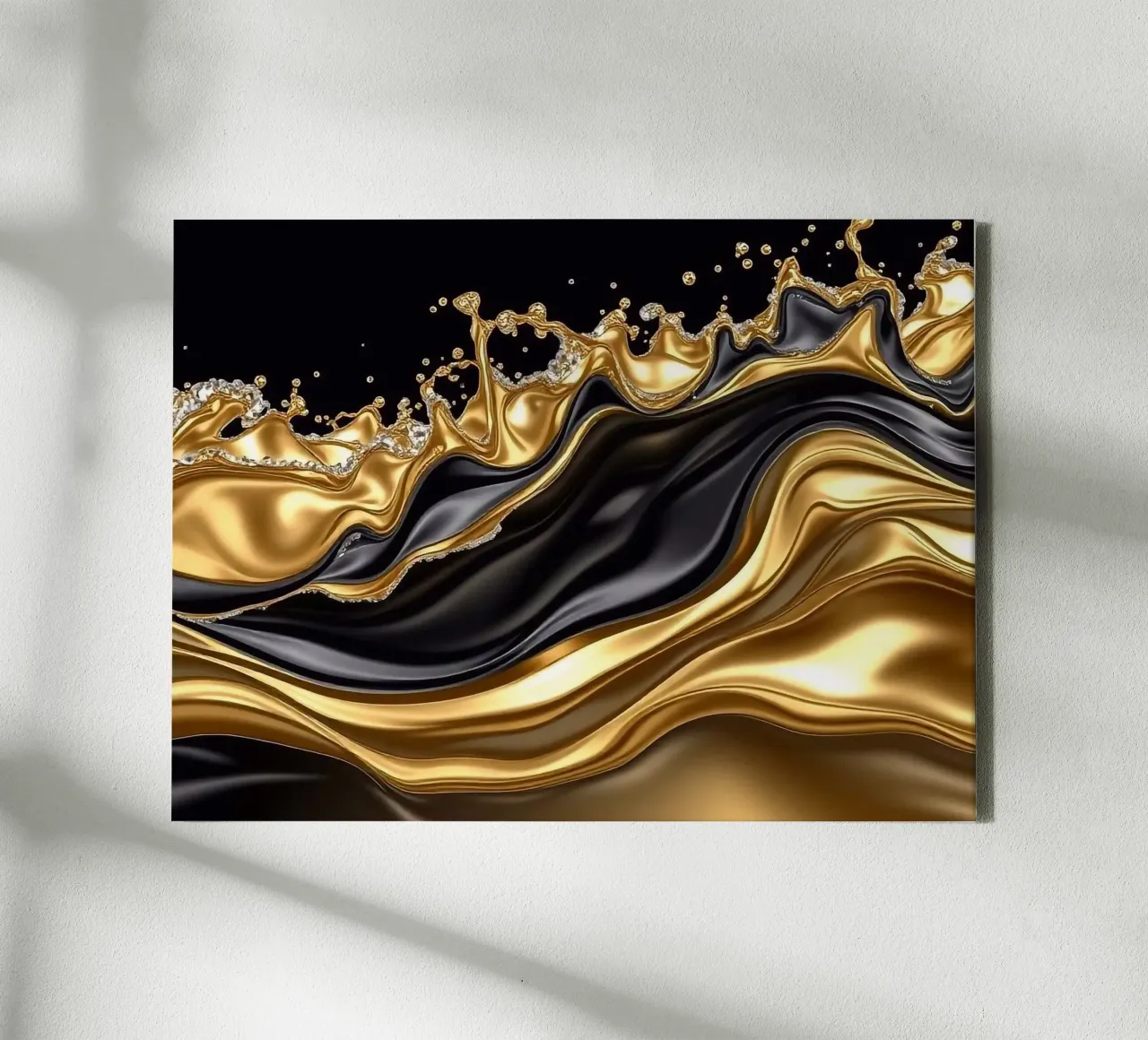 Golven in een gouden ontwerp canvas met Baklijst van BenCoStyle