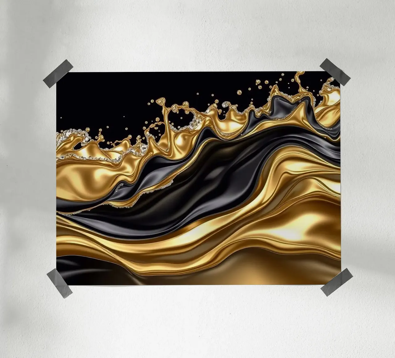 Golven in een gouden ontwerp poster van BenCoStyle