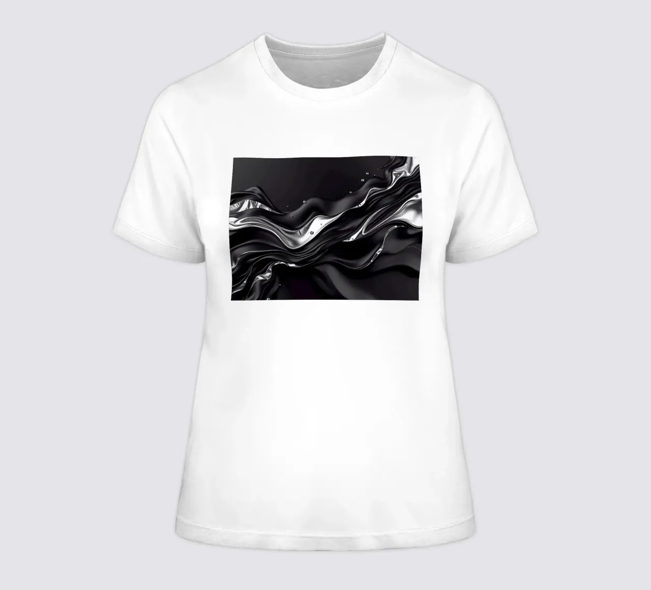 Onde in design nero e argento t-shirt da donna da BenCoStyle
