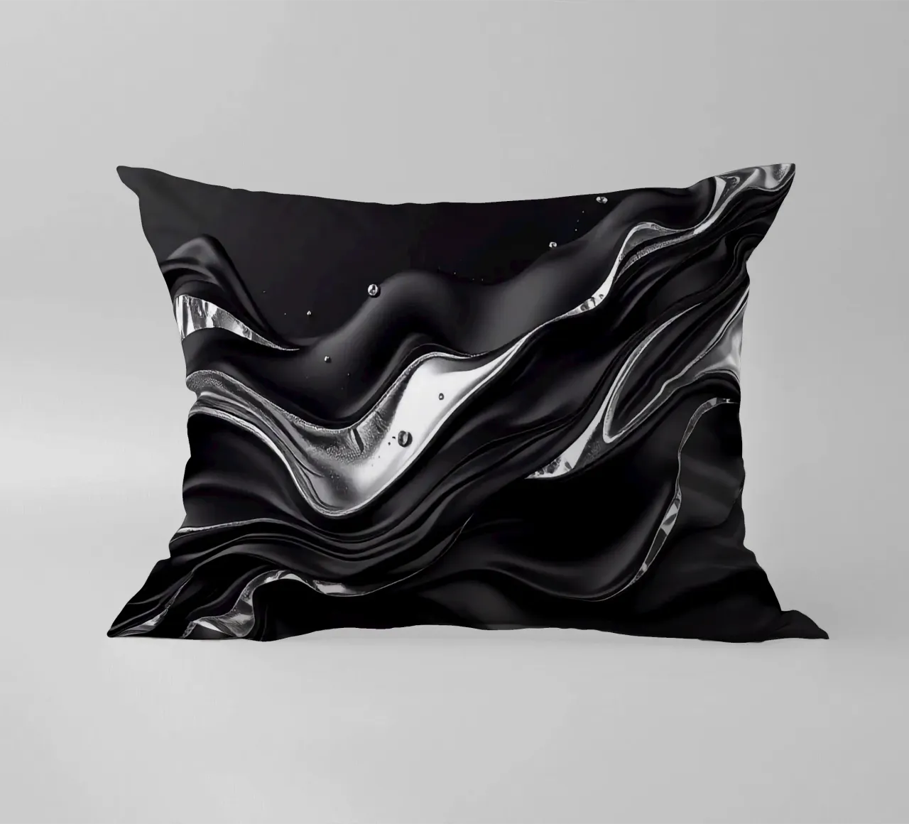 Onde in design nero e argento cuscino da BenCoStyle