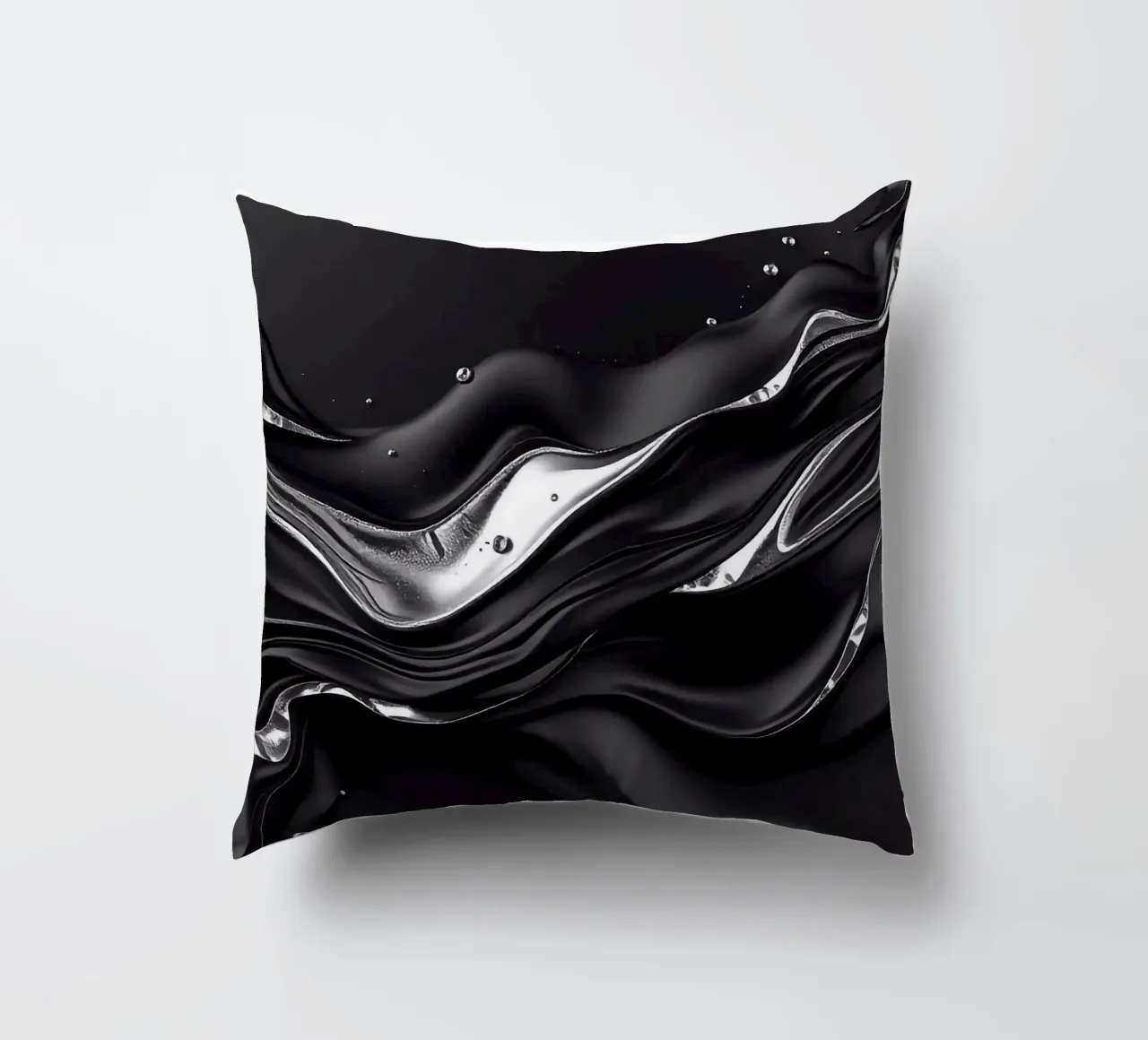 Onde in design nero e argento cuscino da BenCoStyle