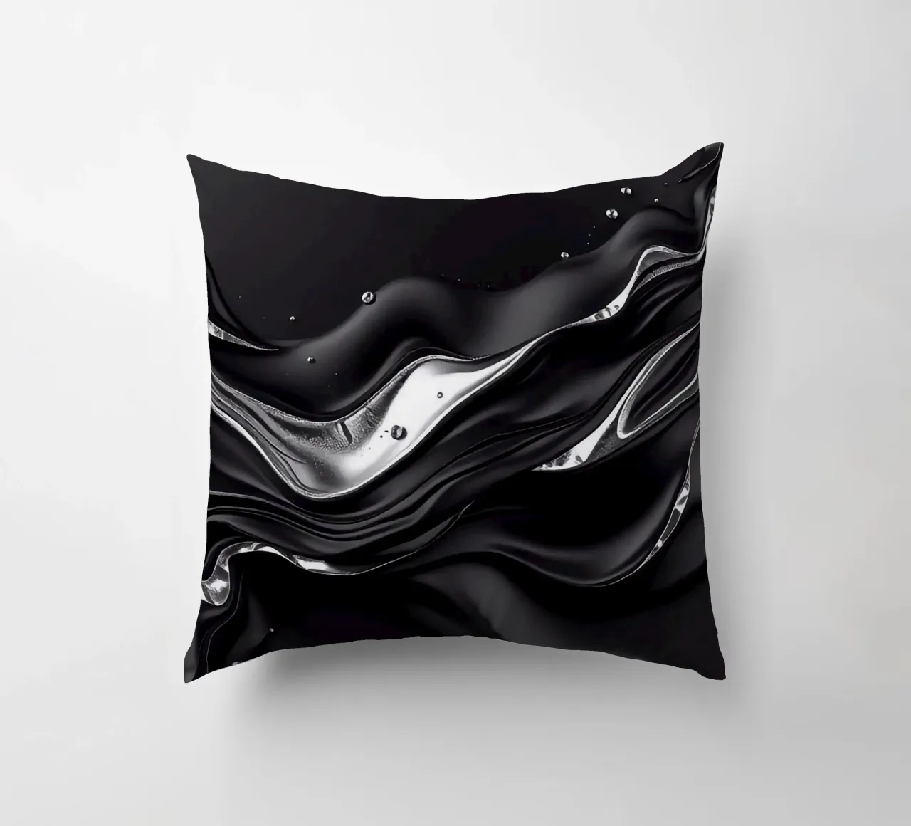 Onde in design nero e argento cuscino da BenCoStyle