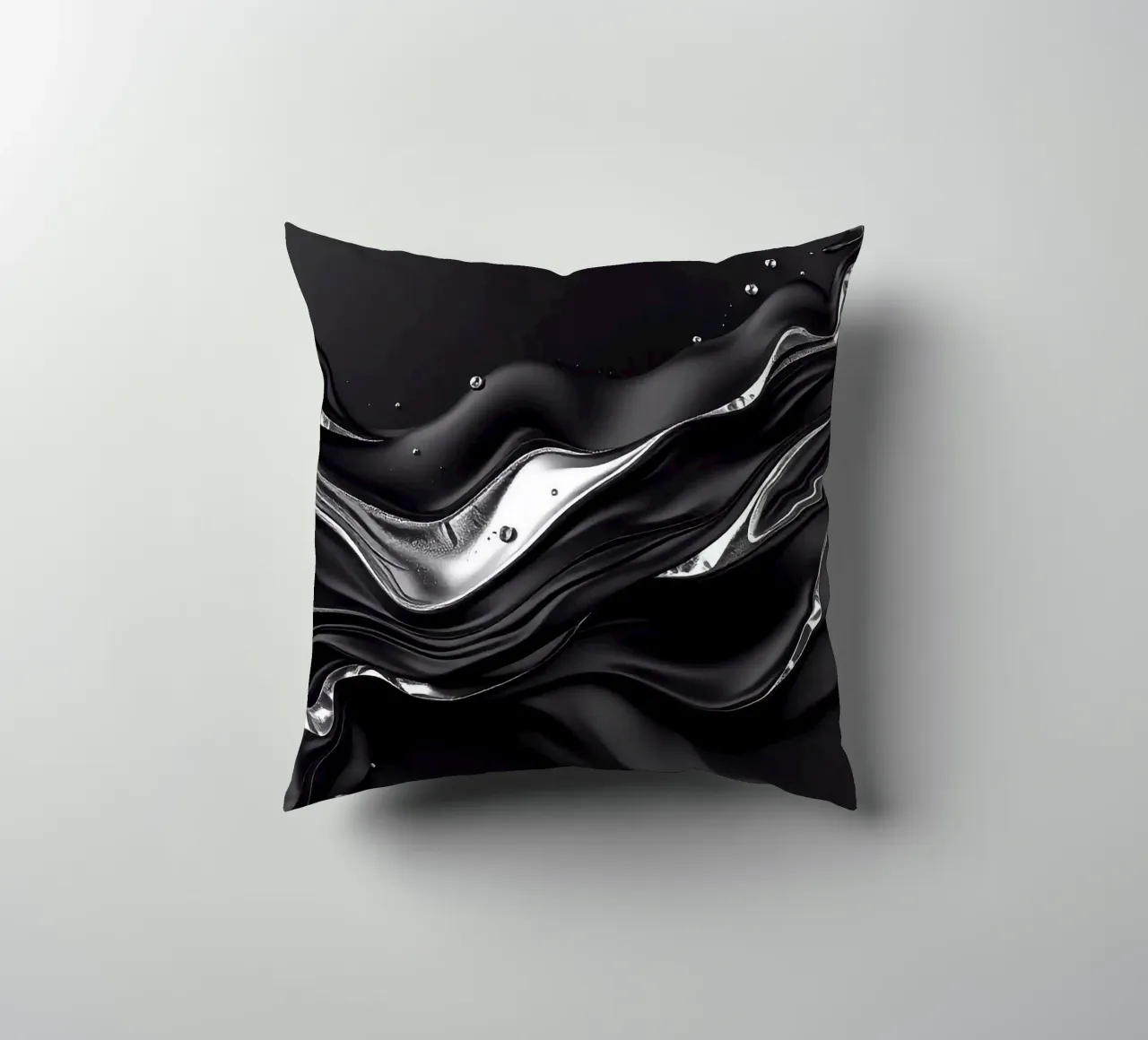 Onde in design nero e argento cuscino da BenCoStyle