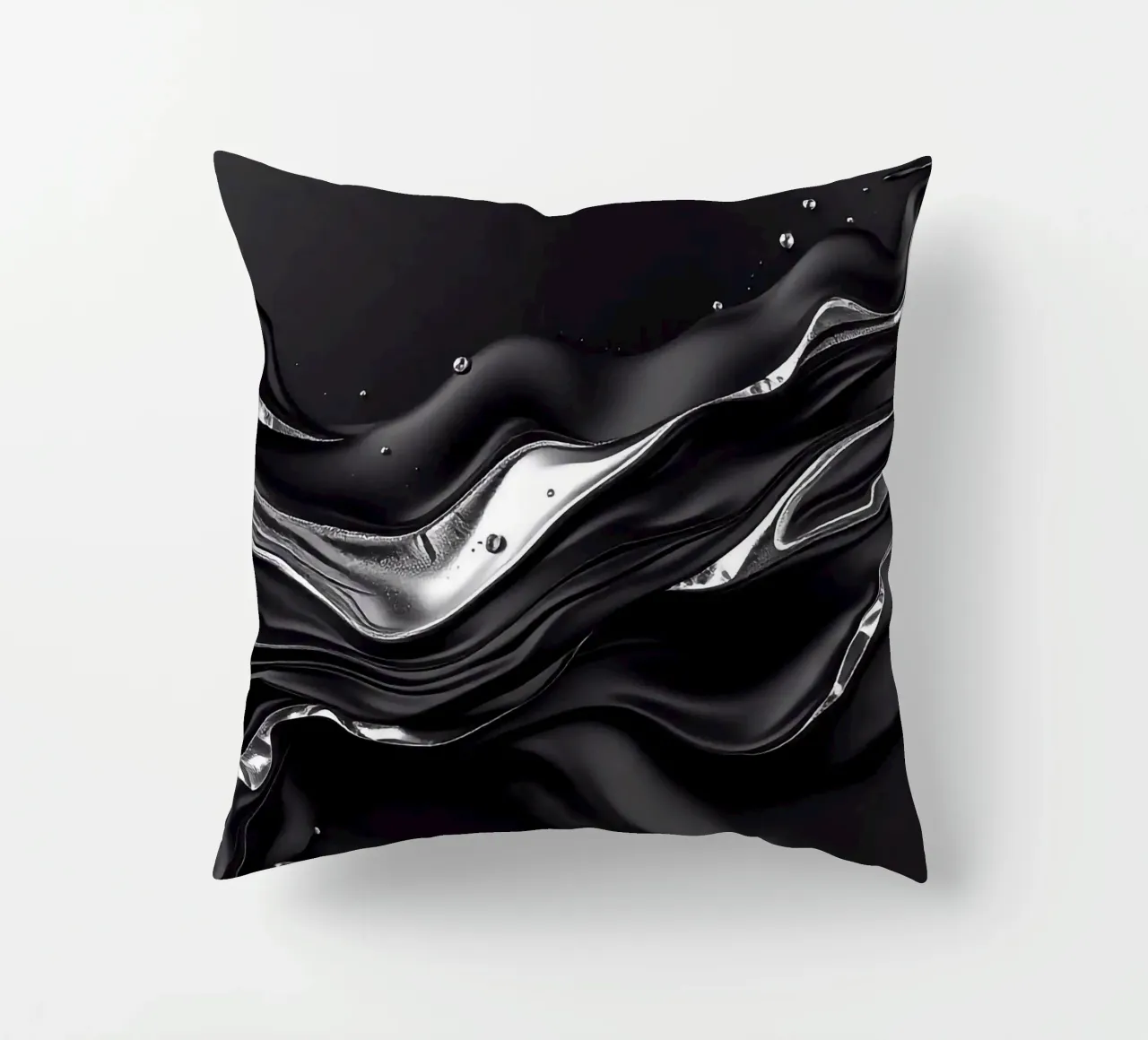 Onde in design nero e argento cuscino da BenCoStyle