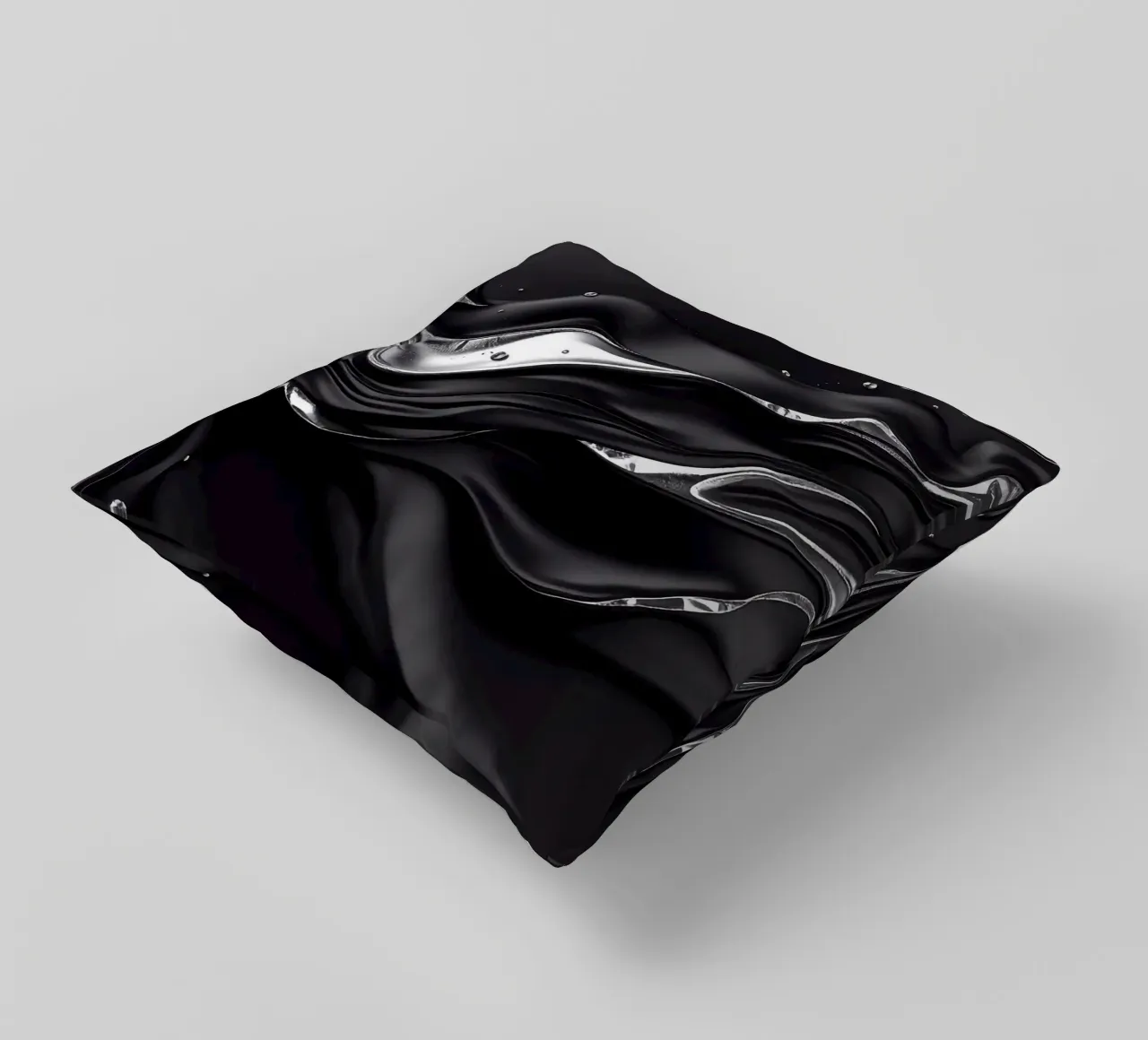 Onde in design nero e argento cuscino da BenCoStyle