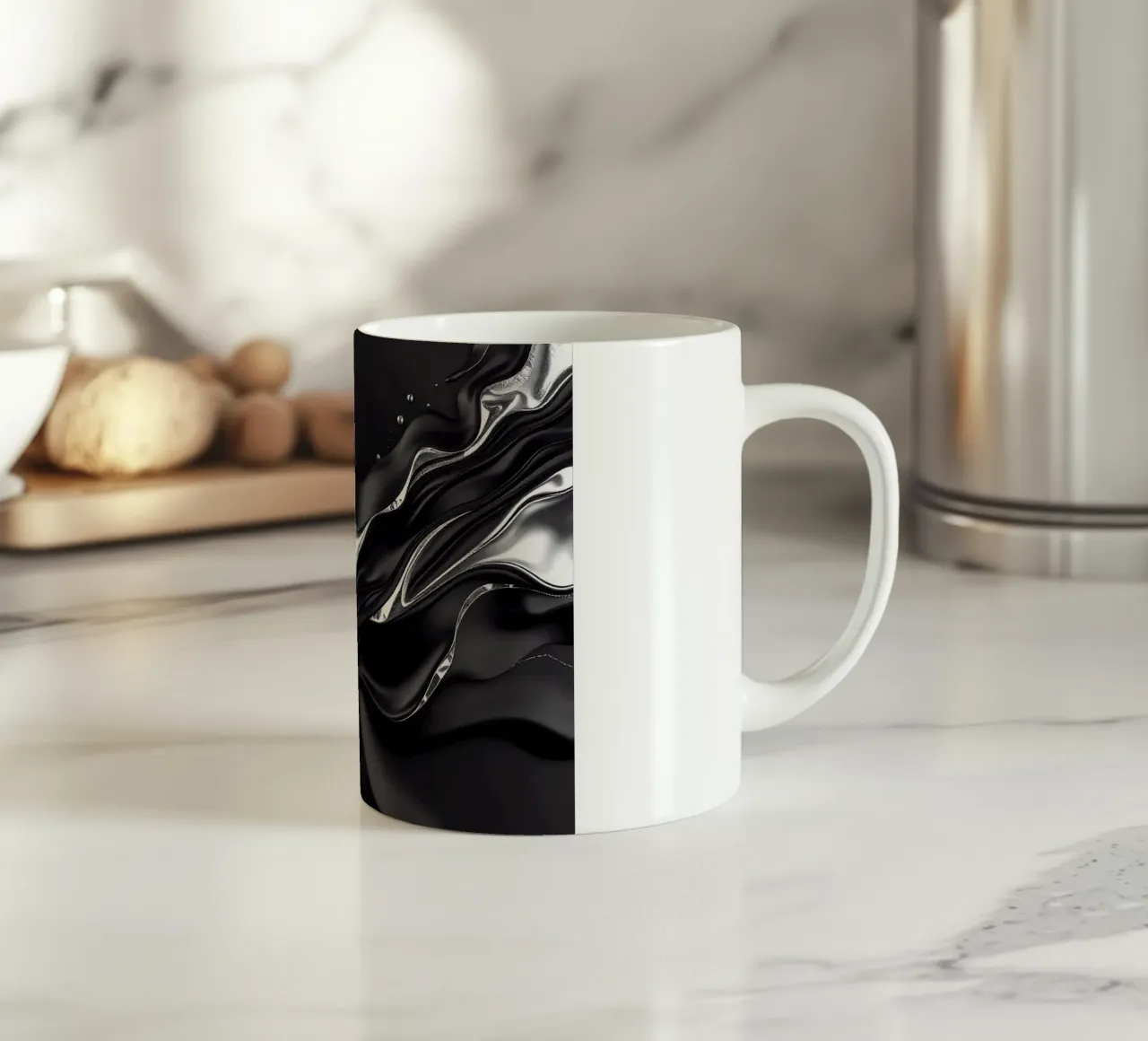 Onde in design nero e argento tazza in ceramica da BenCoStyle
