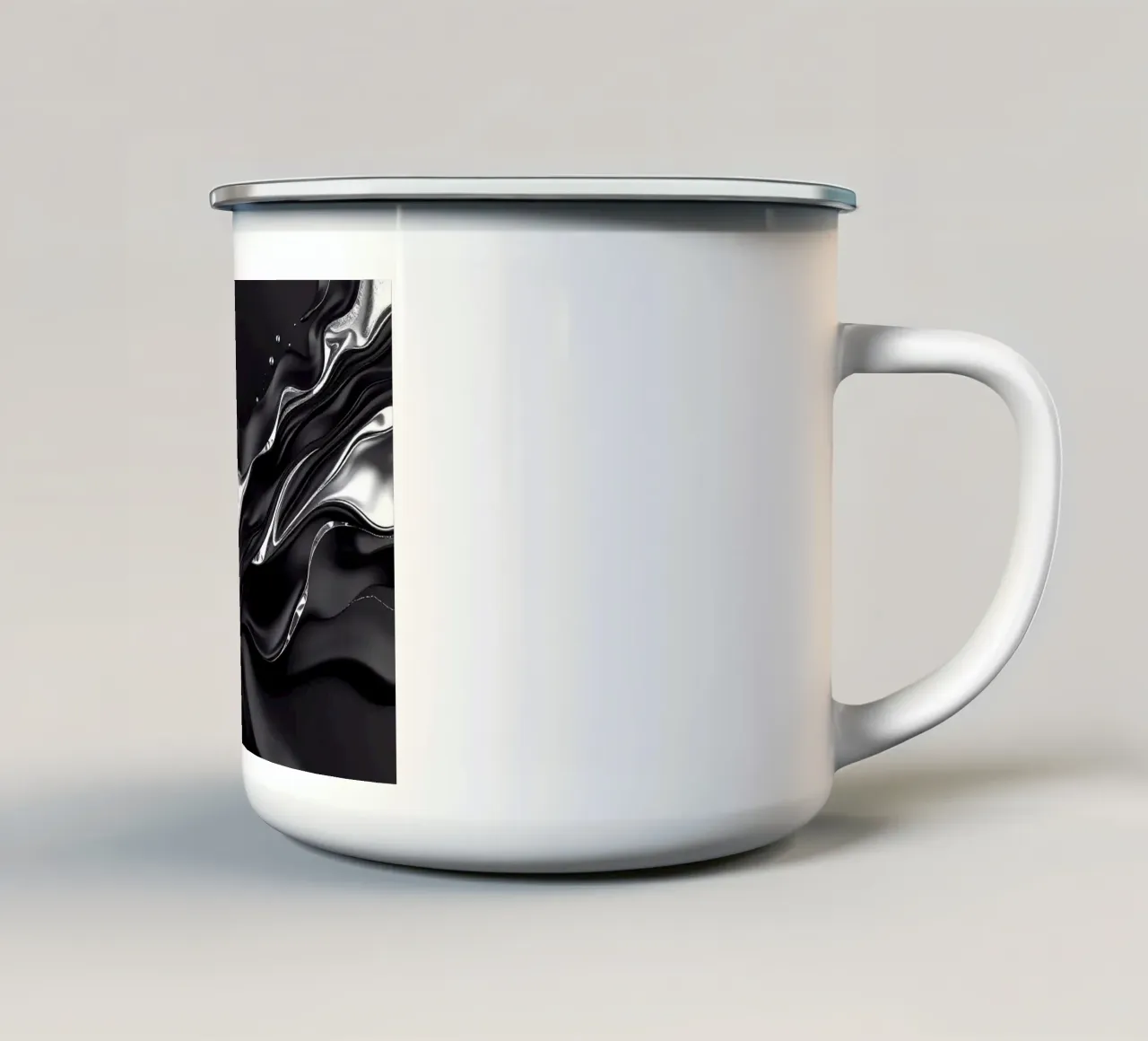Onde in design nero e argento tazza in smalto da BenCoStyle