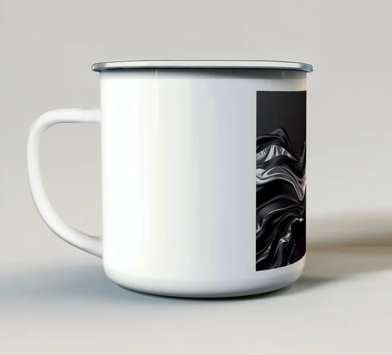 Onde in design nero e argento tazza in smalto da BenCoStyle