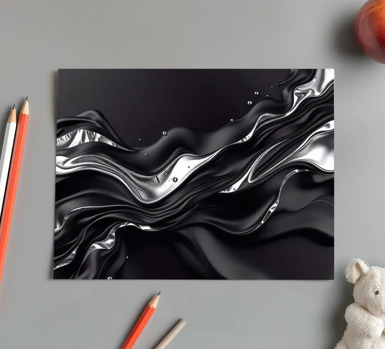 Onde in design nero e argento foglio adesivo da BenCoStyle