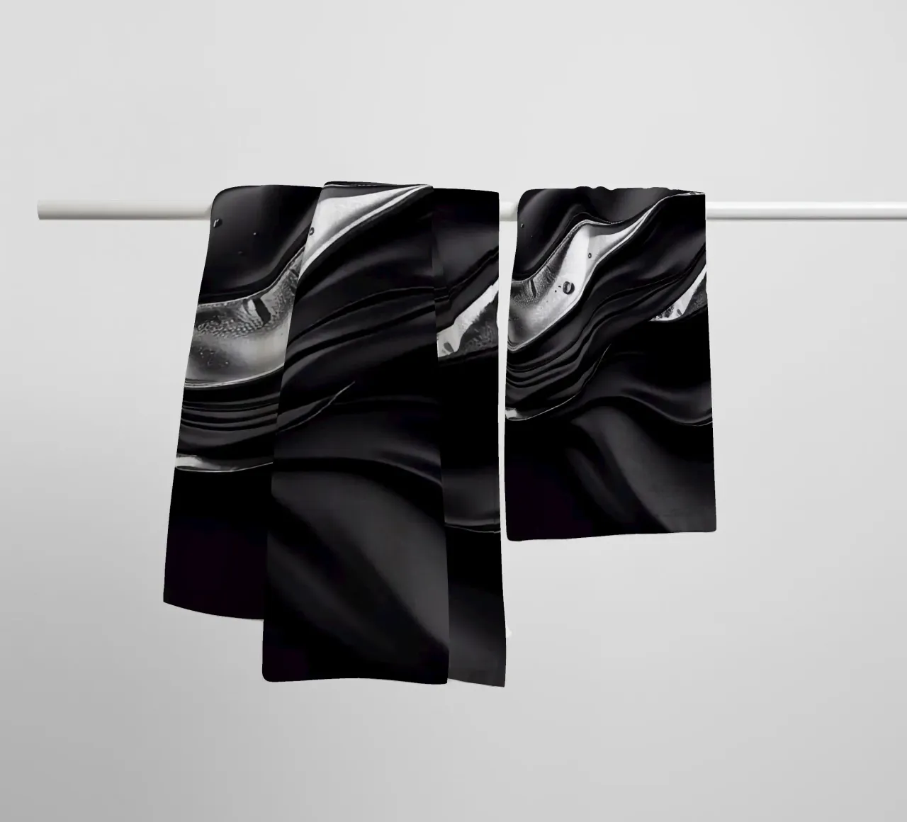 Onde in design nero e argento asciugamano da bagno da BenCoStyle