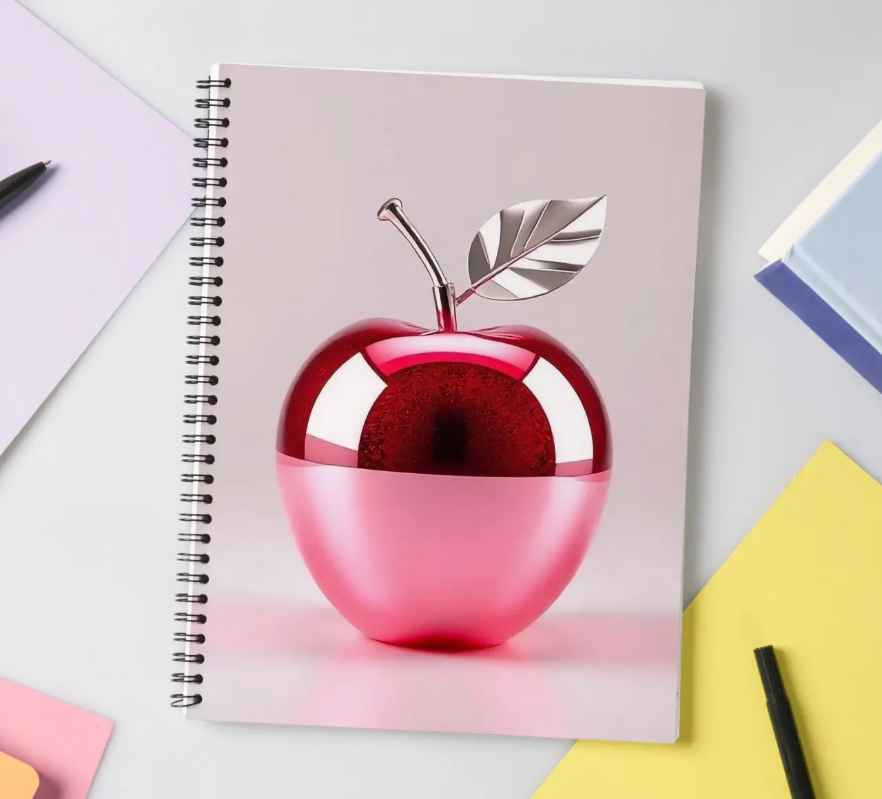 Apple in a futuristic design spiral notebook by BenCoStyle