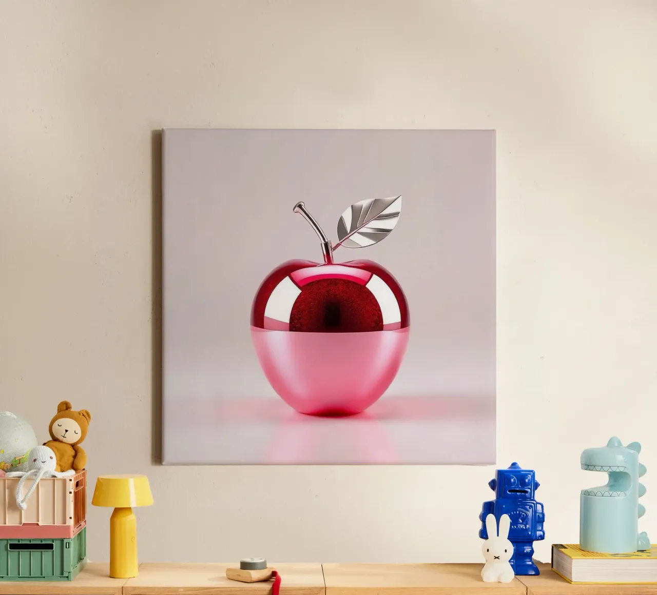 Apfel im futuristischen Design Leinwand mit Schattenfugenrahmen von BenCoStyle