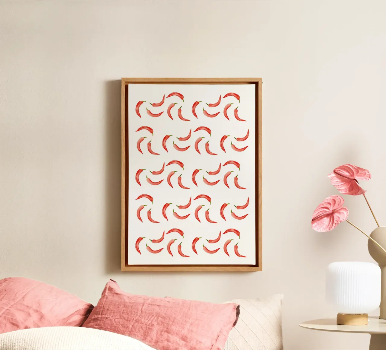 Chili Pattern canvas met Baklijst van kathrinmay