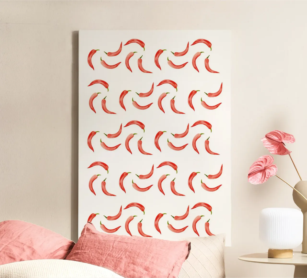 Chili Pattern canvas met Baklijst van kathrinmay