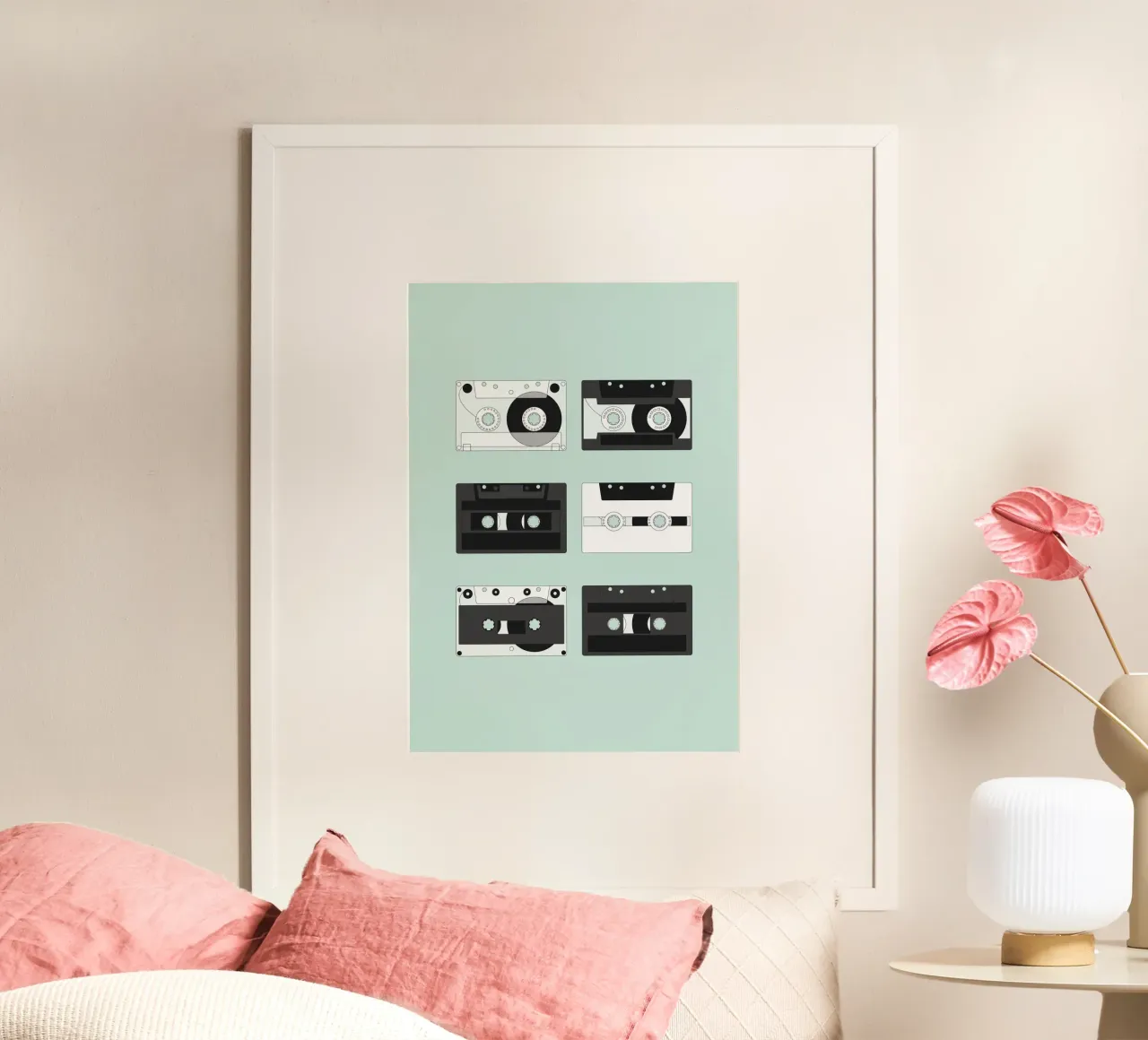 Cassette Pattern #2 poster with plastic frame by kathrinmay