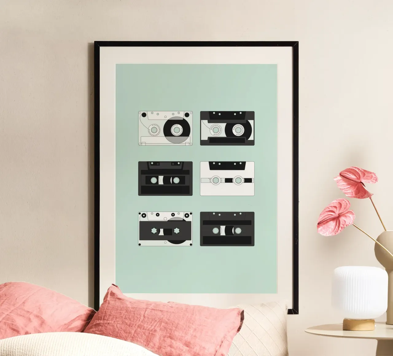 Cassette Pattern #2 poster with plastic frame by kathrinmay