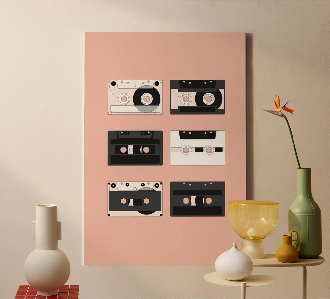 Cassette Pattern #3 lienzo con Marco flotante de kathrinmay