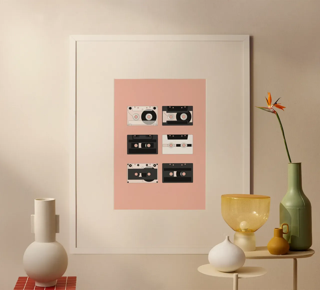 Cassette Pattern #3 poster with plastic frame by kathrinmay