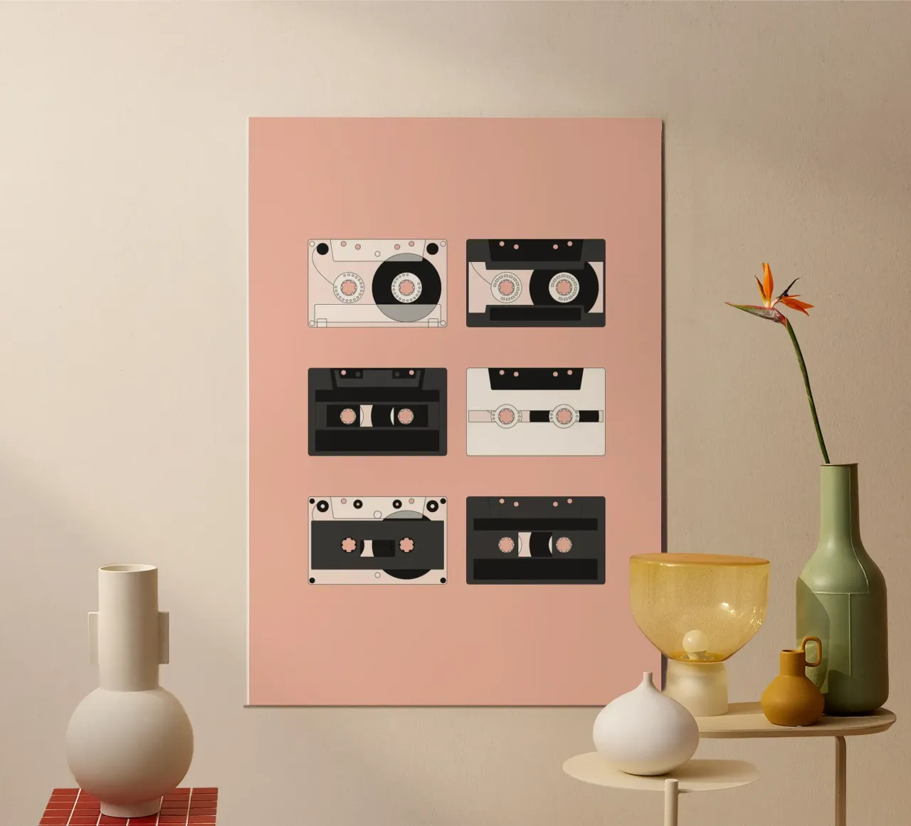 Cassette Pattern #3 poster with plastic frame by kathrinmay