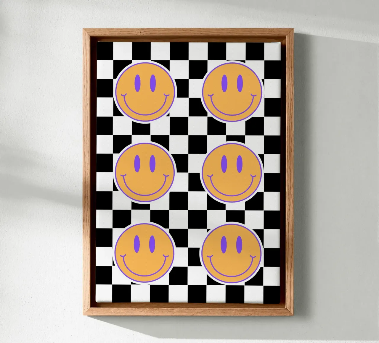 Retro happy faces canvas met Baklijst van PinkCandyWalls