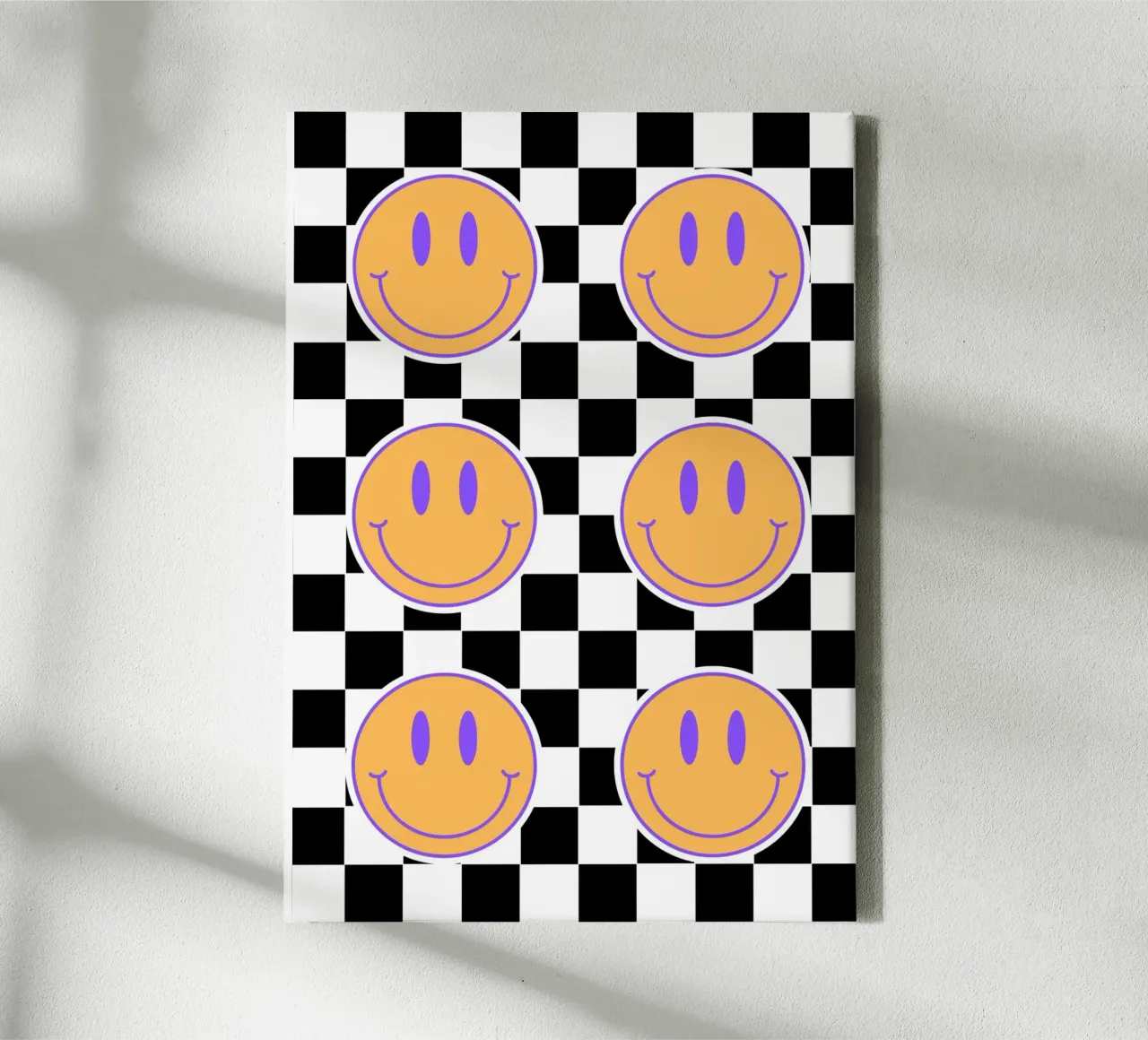 Retro happy faces canvas met Baklijst van PinkCandyWalls